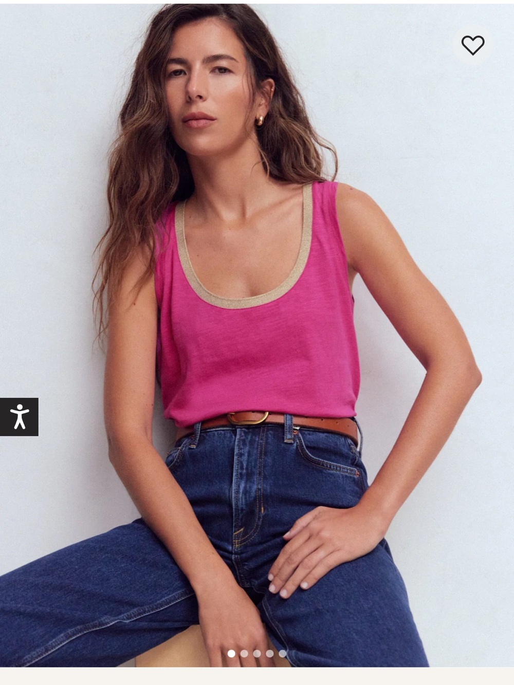 Boden Metallic Trim Scoop Neck Pink Tank Top